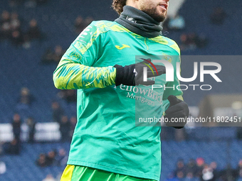 #11, Emiliano Marcondes of Norwich City warms up during the Sky Bet Championship match between West Bromwich Albion and Norwich City at The...