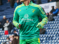 Callum Doyle of Norwich City warms up during the Sky Bet Championship match between West Bromwich Albion and Norwich City at The Hawthorns i...