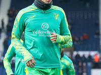 #40, Brad Hills of Norwich City warms up during the Sky Bet Championship match between West Bromwich Albion and Norwich City at The Hawthorn...