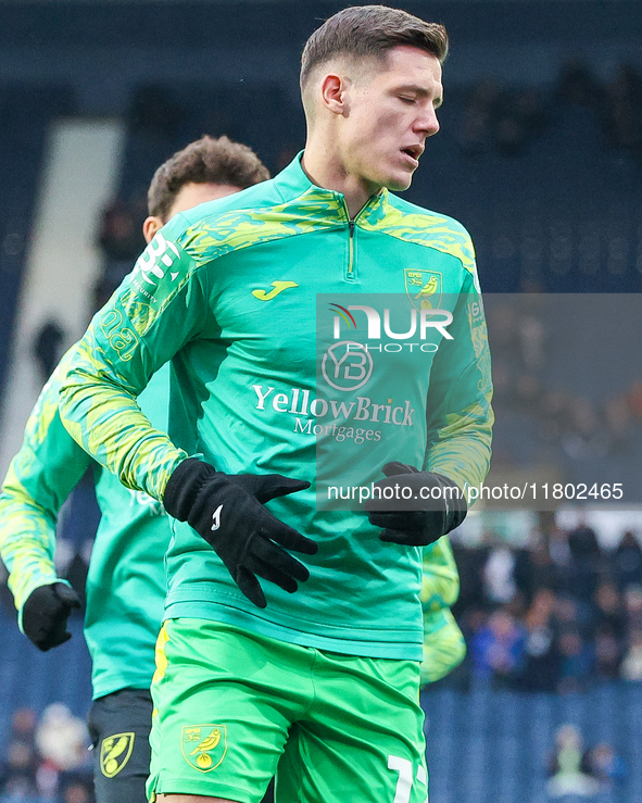 #17, Ante Crnac of Norwich City warms up during the Sky Bet Championship match between West Bromwich Albion and Norwich City at The Hawthorn...