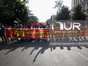 Leaders and cadres of the Communist Party of Nepal, a splinter group from the CPN-Maoist Center, rally in Kathmandu, Nepal, on November 23,...