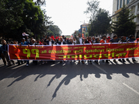 Leaders and cadres of the Communist Party of Nepal, a splinter group from the CPN-Maoist Center, rally in Kathmandu, Nepal, on November 23,...