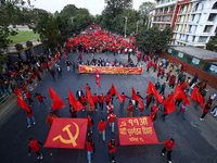 Leaders and cadres of the Communist Party of Nepal, a splinter group from the CPN-Maoist Center, rally in Kathmandu, Nepal, on November 23,...