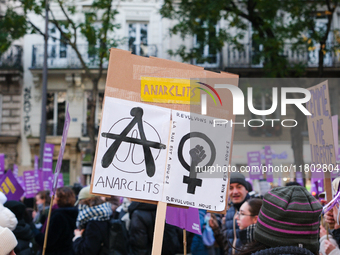 Feminist demonstration against gender and sexual violence in Paris, France on November 23 2024.(