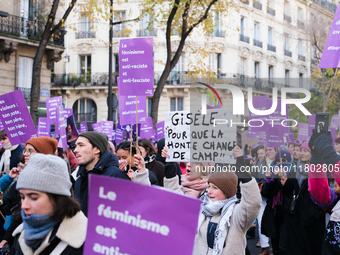 Feminist demonstration against gender and sexual violence in Paris, France on November 23 2024.(