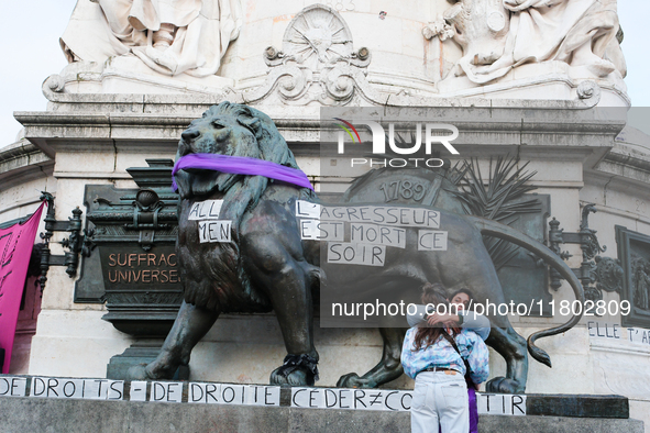 Feminist demonstration against gender and sexual violence in Paris, France on November 23 2024.