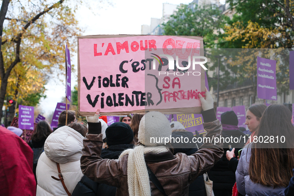 Feminist demonstration against gender and sexual violence in Paris, France on November 23 2024.