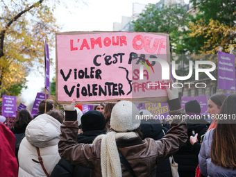 Feminist demonstration against gender and sexual violence in Paris, France on November 23 2024.(