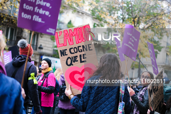 Feminist demonstration against gender and sexual violence in Paris, France on November 23 2024.