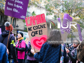 Feminist demonstration against gender and sexual violence in Paris, France on November 23 2024.(