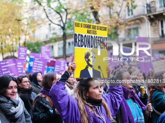 Feminist demonstration against gender and sexual violence in Paris, France on November 23 2024.(