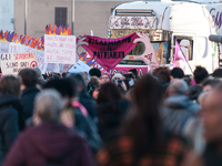 Women participate in a demonstration prior to the 'International Day for the Elimination of Violence against Women' in Rome, Italy, on Novem...