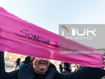 Women participate in a demonstration prior to the 'International Day for the Elimination of Violence against Women' in Rome, Italy, on Novem...