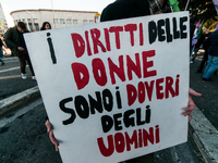 Women participate in a demonstration prior to the 'International Day for the Elimination of Violence against Women' in Rome, Italy, on Novem...