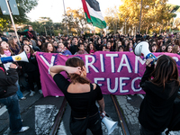 Women participate in a demonstration prior to the 'International Day for the Elimination of Violence against Women' in Rome, Italy, on Novem...