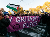 Women participate in a demonstration prior to the 'International Day for the Elimination of Violence against Women' in Rome, Italy, on Novem...