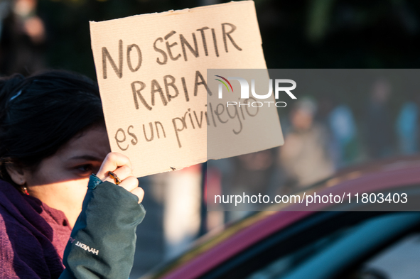 Women participate in a demonstration prior to the 'International Day for the Elimination of Violence against Women' in Rome, Italy, on Novem...