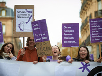 Protesters react. Women from the collective NousToutes and other organizations such as SUD or Amnesty International organize a nationwide ma...