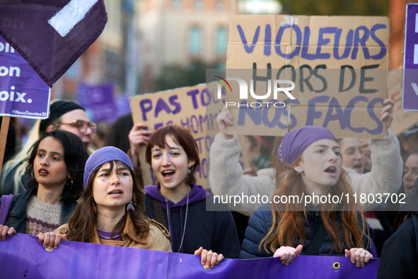 Women react. Women from the collective NousToutes and other organizations such as SUD or Amnesty International organize a nationwide march i...