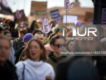 Women from the collective NousToutes and other organizations such as SUD or Amnesty International organize a nationwide march in France agai...