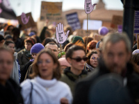 Women from the collective NousToutes and other organizations such as SUD or Amnesty International organize a nationwide march in France agai...