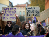 Women from the collective NousToutes and other organizations such as SUD or Amnesty International organize a nationwide march in France agai...