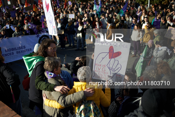 Women from the collective NousToutes and other organizations such as SUD or Amnesty International organize a nationwide march in France agai...