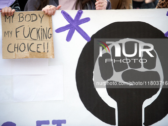 Women from the collective NousToutes and other organizations such as SUD or Amnesty International organize a nationwide march in France agai...