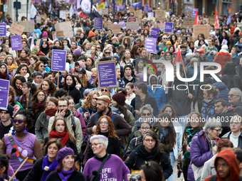 Women from the collective NousToutes and other organizations such as SUD or Amnesty International organize a nationwide march in France agai...