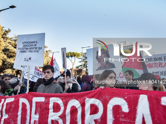 The ''Non Una Di Meno'' movement holds a demonstration named ''Disarm the Patriarchy'' in Rome, Italy, on November 23, 2024. Thousands of pe...