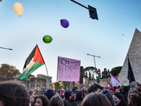 The ''Non Una Di Meno'' movement holds a demonstration named ''Disarm the Patriarchy'' in Rome, Italy, on November 23, 2024. Thousands of pe...