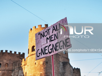 The ''Non Una Di Meno'' movement holds a demonstration named ''Disarm the Patriarchy'' in Rome, Italy, on November 23, 2024. Thousands of pe...