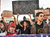 The ''Non Una Di Meno'' movement holds a demonstration named ''Disarm the Patriarchy'' in Rome, Italy, on November 23, 2024. Thousands of pe...