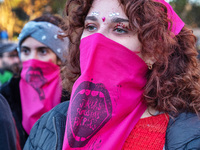 The ''Non Una Di Meno'' movement holds a demonstration named ''Disarm the Patriarchy'' in Rome, Italy, on November 23, 2024. Thousands of pe...