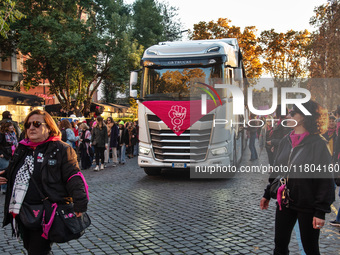 The ''Non Una Di Meno'' movement holds a demonstration named ''Disarm the Patriarchy'' in Rome, Italy, on November 23, 2024. Thousands of pe...