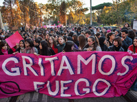 The ''Non Una Di Meno'' movement holds a demonstration named ''Disarm the Patriarchy'' in Rome, Italy, on November 23, 2024. Thousands of pe...