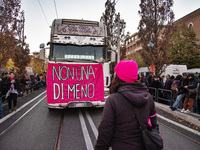 The ''Non Una Di Meno'' movement holds a demonstration named ''Disarm the Patriarchy'' in Rome, Italy, on November 23, 2024. Thousands of pe...