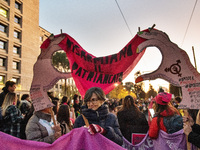 The ''Non Una Di Meno'' movement holds a demonstration named ''Disarm the Patriarchy'' in Rome, Italy, on November 23, 2024. Thousands of pe...