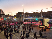 The ''Non Una Di Meno'' movement holds a demonstration named ''Disarm the Patriarchy'' in Rome, Italy, on November 23, 2024. Thousands of pe...