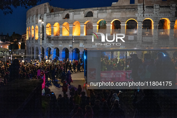 The ''Non Una Di Meno'' movement holds a demonstration named ''Disarm the Patriarchy'' in Rome, Italy, on November 23, 2024. Thousands of pe...