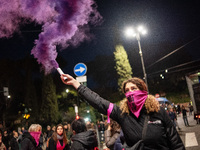 The ''Non Una Di Meno'' movement holds a demonstration named ''Disarm the Patriarchy'' in Rome, Italy, on November 23, 2024. Thousands of pe...