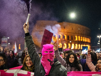 The ''Non Una Di Meno'' movement holds a demonstration named ''Disarm the Patriarchy'' in Rome, Italy, on November 23, 2024. Thousands of pe...