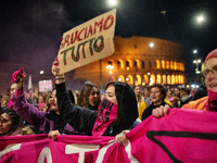 The ''Non Una Di Meno'' movement holds a demonstration named ''Disarm the Patriarchy'' in Rome, Italy, on November 23, 2024. Thousands of pe...