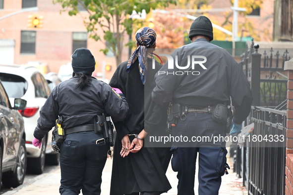 A 50-year-old woman is arrested after pepper spraying a City of New York Marshal who is attempting to conduct an eviction in Brooklyn, New Y...