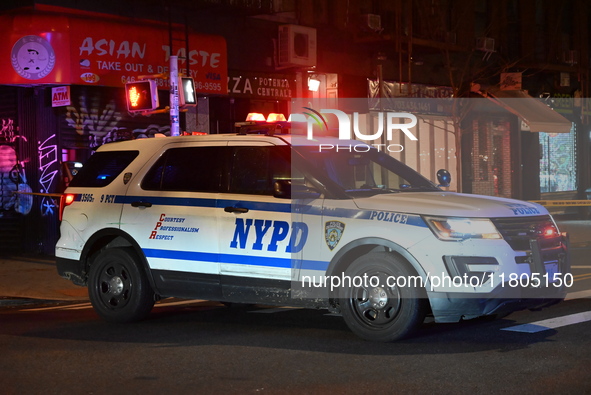 A person is shot in the Alphabet City neighborhood of Manhattan's East Village in New York, United States, on November 24, 2024. On Sunday m...