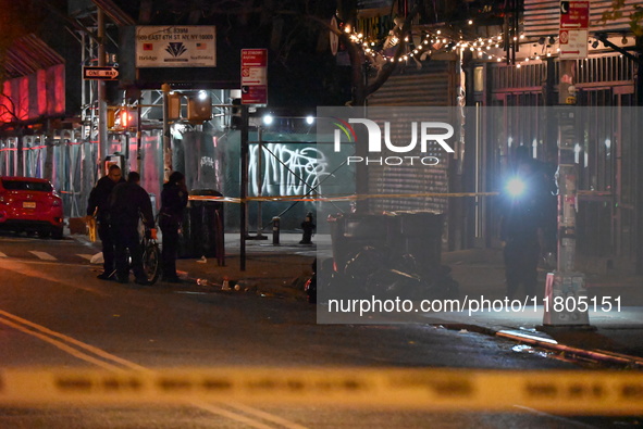 A person is shot in the Alphabet City neighborhood of Manhattan's East Village in New York, United States, on November 24, 2024. On Sunday m...