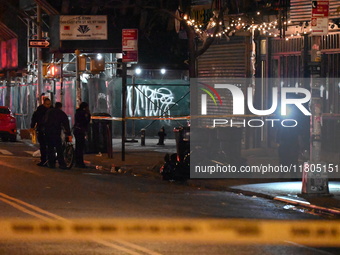 A person is shot in the Alphabet City neighborhood of Manhattan's East Village in New York, United States, on November 24, 2024. On Sunday m...