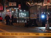 A person is shot in the Alphabet City neighborhood of Manhattan's East Village in New York, United States, on November 24, 2024. On Sunday m...