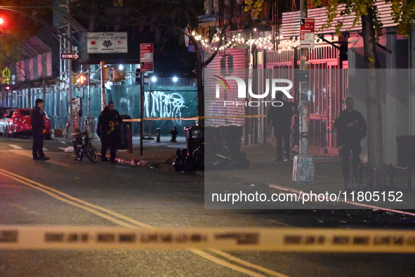 A person is shot in the Alphabet City neighborhood of Manhattan's East Village in New York, United States, on November 24, 2024. On Sunday m...