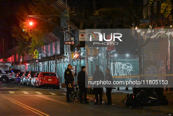 A person is shot in the Alphabet City neighborhood of Manhattan's East Village in New York, United States, on November 24, 2024. On Sunday m...